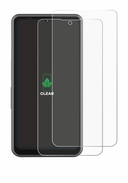 Image of the device Sonim XP Pro E with a wide variety of screen protectors.