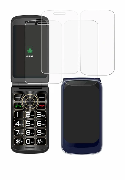 Image of the device Guwet G739 (Front+Back) with a wide variety of screen protectors.