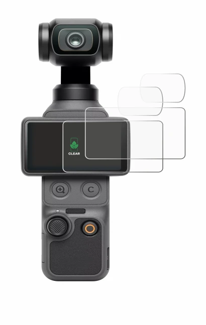 Image of the device DJI Osmo Pocket 4 (Display + Lens) with a wide variety of screen protectors.