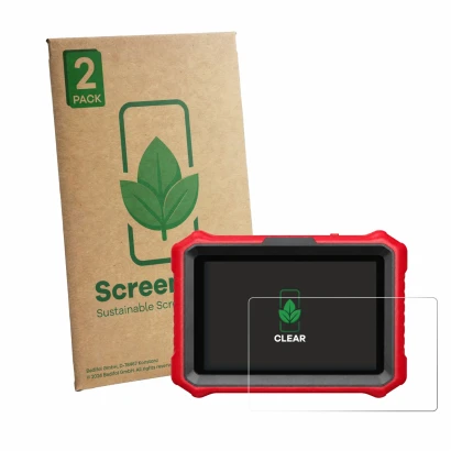 Front side of a product packaging with the brand logo ScreenLeaf. Next to it is the device KINGBOLEN K8 Elite shown with the c