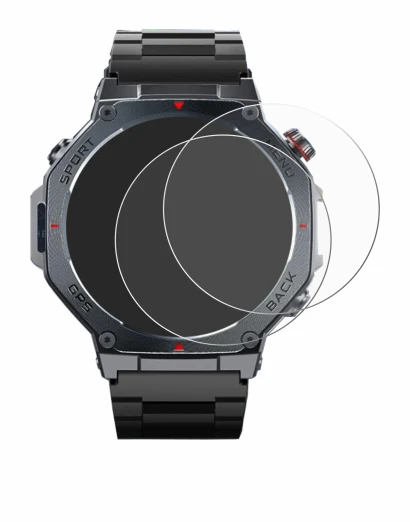 Image of the device Jugeman V20 1.43" with a wide variety of screen protectors.