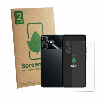 Front side of a product packaging with the brand logo ScreenLeaf. Next to it is the device realme Note 80 (Front+Camera) shown