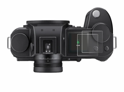 Image of the device Leica SL3-P (top plate display) with a wide variety of screen protectors.
