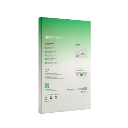 Back side of a product packaging with the brand logo upscreen