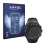 Front side of a product packaging with the brand logo Savvies. Next to it is the device Suunto Core All Black shown with the c