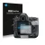 Front side of a product packaging with the brand logo Savvies. Next to it is the device Nikon D4S shown with the corresponding