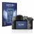 Front side of a product packaging with the brand logo Savvies. Next to it is the device Panasonic Lumix DMC-G70 shown with the