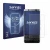 Front side of a product packaging with the brand logo Savvies. Next to it is the device BlackBerry Keyone shown with the corre