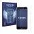 Front side of a product packaging with the brand logo Savvies. Next to it is the device Huawei P8 Lite 2017 shown with the cor