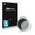 Front side of a product packaging with the brand logo Savvies. Next to it is the device Swatch Big Bold Bioceramic shown with 