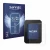 Front side of a product packaging with the brand logo Savvies. Next to it is the device FIT Display Compact shown with the cor