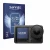 Front side of a product packaging with the brand logo Savvies. Next to it is the device DJI Osmo Action 4 (Front display) show