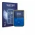 Front side of a product packaging with the brand logo Savvies. Next to it is the device Blaze Super Pocket shown with the corr