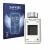 Front side of a product packaging with the brand logo Savvies. Next to it is the device AVM FRITZ!DECT 302 shown with the corr