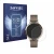 Front side of a product packaging with the brand logo Savvies. Next to it is the device Garmin Lily 2 shown with the correspon