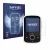 Front side of a product packaging with the brand logo Savvies. Next to it is the device Majority MP3 16GB shown with the corre