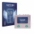 Front side of a product packaging with the brand logo Savvies. Next to it is the device Hotone Ampero Mini shown with the corr