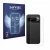 Front side of a product packaging with the brand logo Savvies. Next to it is the device Google Pixel 9 Pro (Back) shown with t