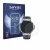 Front side of a product packaging with the brand logo Savvies. Next to it is the device Smartwatch V69 1.85" shown with the co