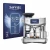 Front side of a product packaging with the brand logo Savvies. Next to it is the device Sage the Oracle Jet shown with the cor