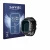 Front side of a product packaging with the brand logo Savvies. Next to it is the device Oukitel BT101 2.02" shown with the cor