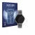 Front side of a product packaging with the brand logo Savvies. Next to it is the device Pireware Amory 5 shown with the corres