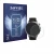 Front side of a product packaging with the brand logo Savvies. Next to it is the device Huami Amazfit Balance 2 XT shown with 
