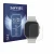 Front side of a product packaging with the brand logo Savvies. Next to it is the device realme Watch 5 shown with the correspo