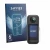 Front side of a product packaging with the brand logo Savvies. Next to it is the device Akaso 360 shown with the corresponding