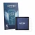 Front side of a product packaging with the brand logo Savvies. Next to it is the device SONOFF NSPanel Pro Gen 2 shown with th