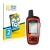 Front side of a product packaging with the brand logo BROTECT. Next to it is the device Garmin inReach Explorer+ shown with th