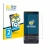 Front side of a product packaging with the brand logo BROTECT. Next to it is the device BlackBerry Key2 LE shown with the corr