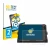 Front side of a product packaging with the brand logo BROTECT. Next to it is the device Lowrance HDS 9 Live Echolot shown with