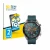 Front side of a product packaging with the brand logo BROTECT. Next to it is the device Huawei Watch GT Active shown with the 