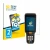 Front side of a product packaging with the brand logo BROTECT. Next to it is the device Datalogic Skorpio X5 shown with the co