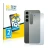 Front side of a product packaging with the brand logo BROTECT. Next to it is the device Samsung Galaxy S23 Plus (Back) shown w