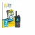 Front side of a product packaging with the brand logo BROTECT. Next to it is the device Inrico T320 shown with the correspondi