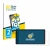 Front side of a product packaging with the brand logo BROTECT. Next to it is the device Shelly Wall Display X2i shown with the