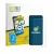 Front side of a product packaging with the brand logo BROTECT. Next to it is the device Samsung Galaxy M17e shown with the cor