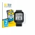 Front side of a product packaging with the brand logo BROTECT. Next to it is the device Garmin Forerunner 30 shown with the co