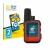 Front side of a product packaging with the brand logo BROTECT. Next to it is the device Garmin inReach Mini shown with the cor