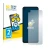 Front side of a product packaging with the brand logo BROTECT. Next to it is the device Motorola One Vision shown with the cor