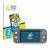 Front side of a product packaging with the brand logo BROTECT. Next to it is the device Nintendo Switch Lite shown with the co