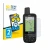 Front side of a product packaging with the brand logo BROTECT. Next to it is the device Garmin GPSMAP 66sr shown with the corr