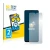 Front side of a product packaging with the brand logo BROTECT. Next to it is the device realme Narzo 50 5G shown with the corr