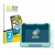 Front side of a product packaging with the brand logo BROTECT. Next to it is the device Amazon Fire HD 10 Kids 2023 shown with