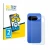 Front side of a product packaging with the brand logo BROTECT. Next to it is the device Google Pixel 10 (Back) shown with the 
