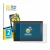 Front side of a product packaging with the brand logo BROTECT. Next to it is the device WAGO Web Panel 400 762-3404 shown with