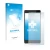 Front side of a product packaging with the brand logo upscreen. Next to it is the device Blackview Omega Pro shown with the co