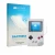 Front side of a product packaging with the brand logo upscreen. Next to it is the device Nintendo Gameboy (1989) shown with th
